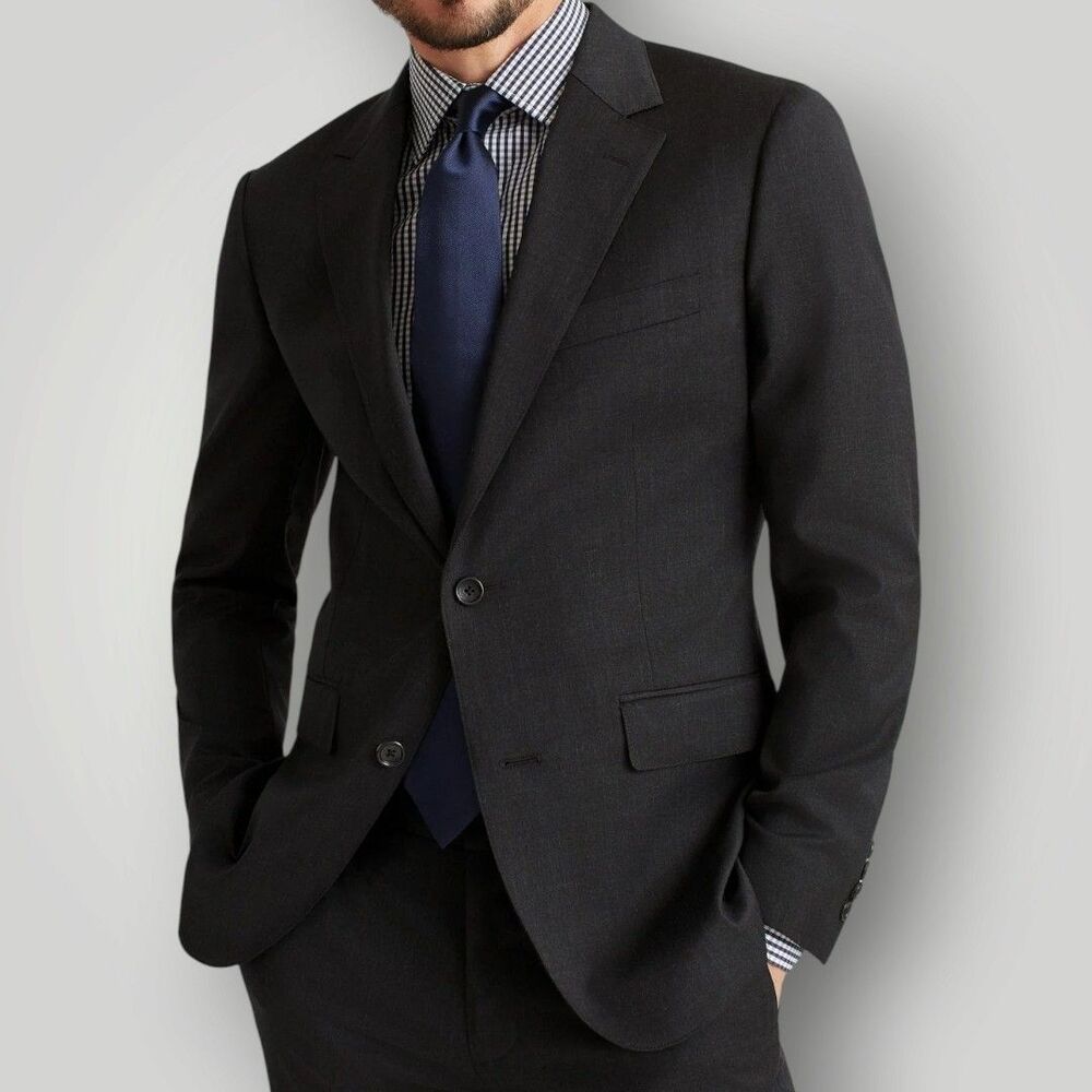 CALVIN KLEIN Slim Mens Blazer Sport Coat Two Button Suit Jacket 40R Gray Wool